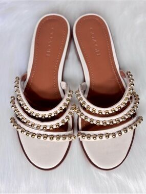 COACH Cream Slide w/ Gold Bead Accents